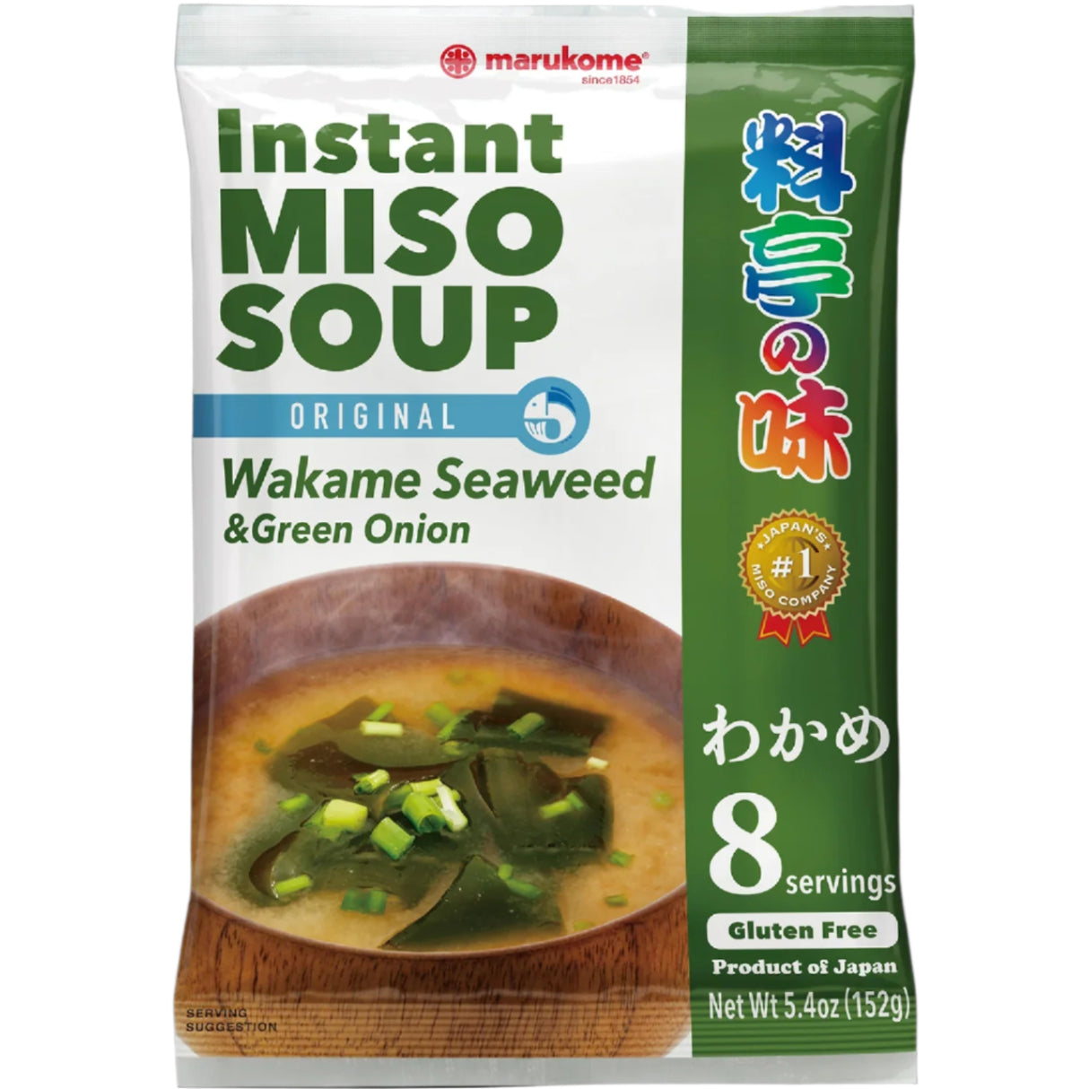Instant Miso Soup Wakame Seaweed & Green Onion MARUKOME, 8 servings, 152 g