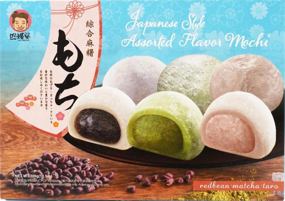 Assorted Flavor Mochi (Red Bean, Matcha, Taro) SZU SHEN PO, 400 g