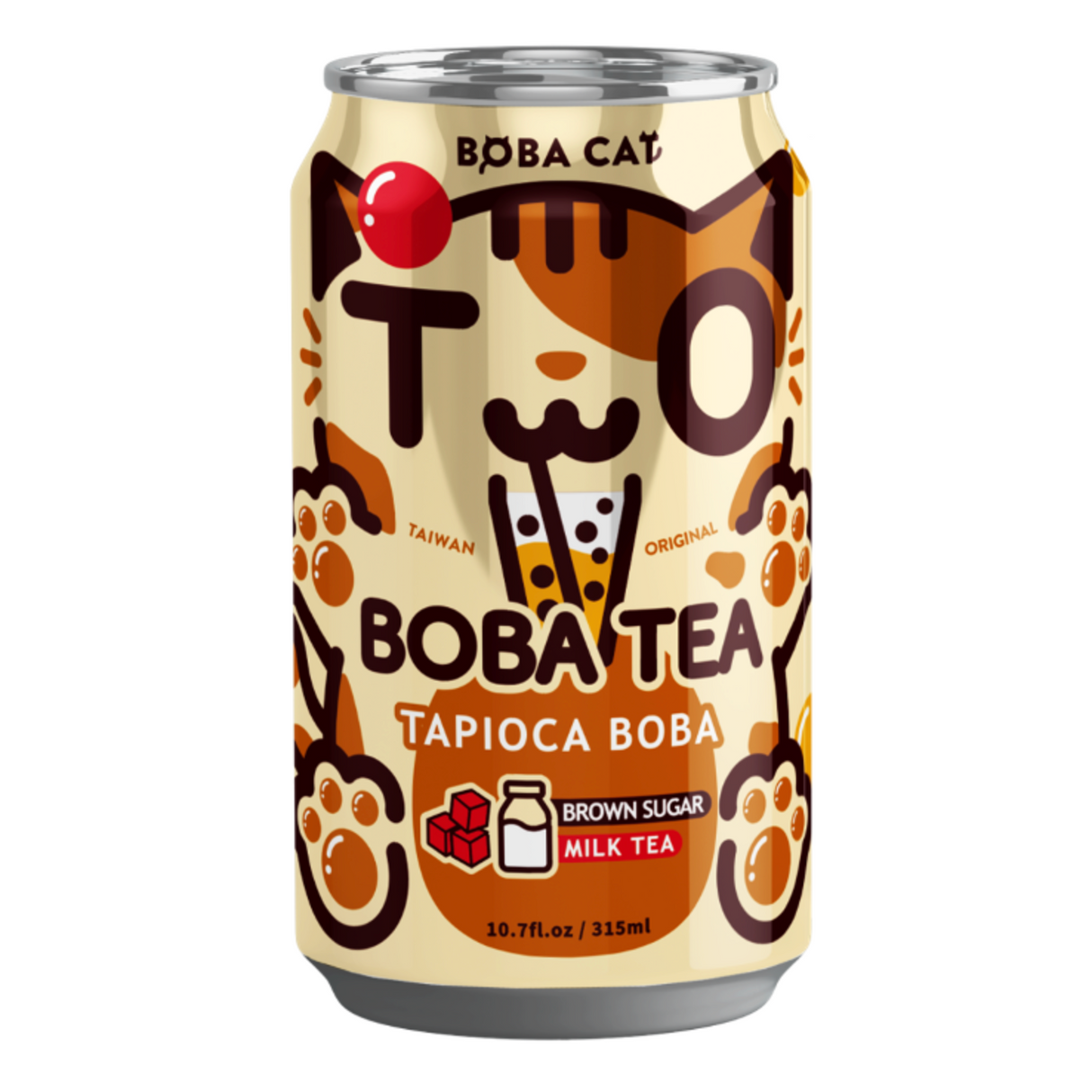 Burbulinė pieniška arbata su rudu cukrumi BOBA CAT, 315 ml