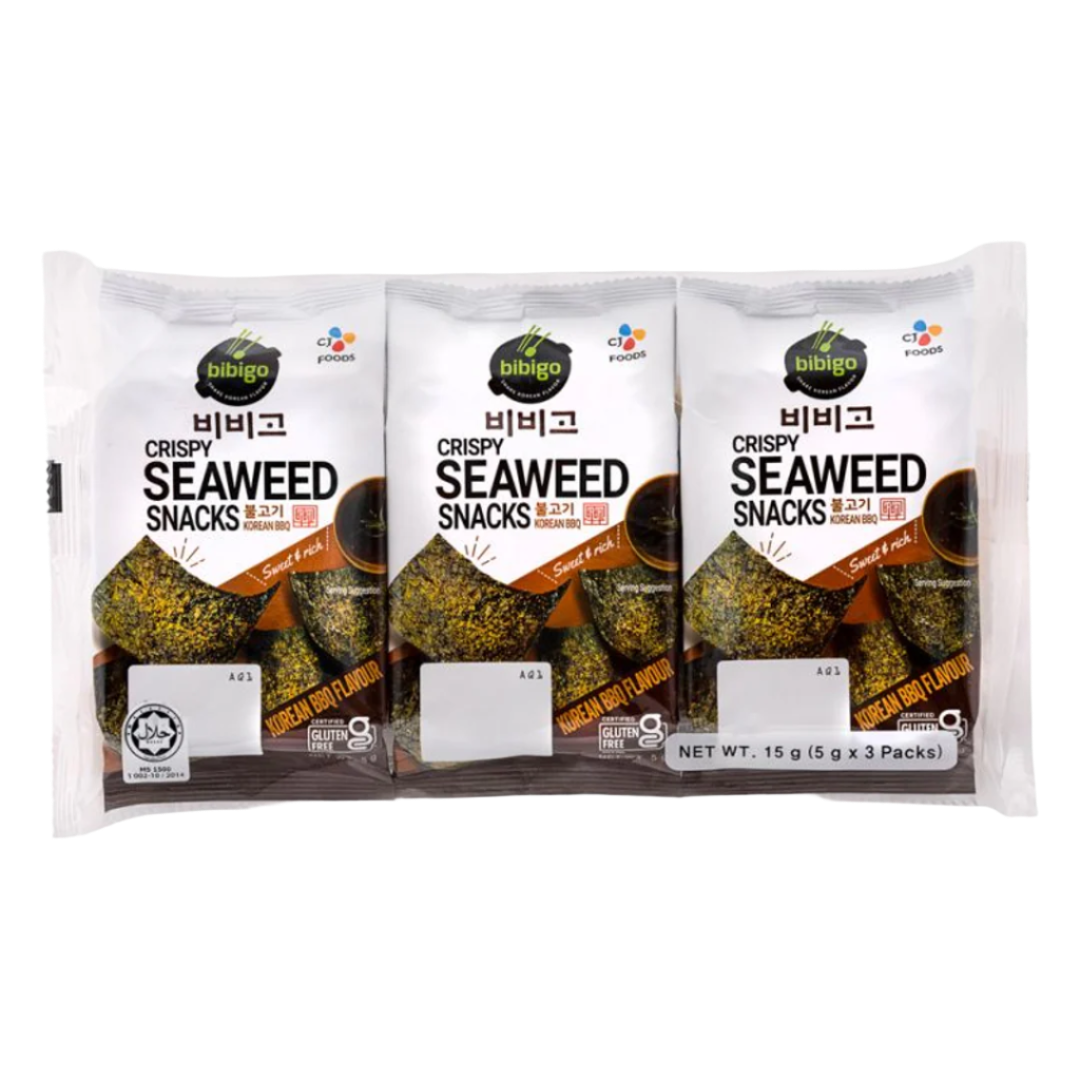 Crispy Seaweed Snack BBQ (3 pack) BIBIGO, 15 g