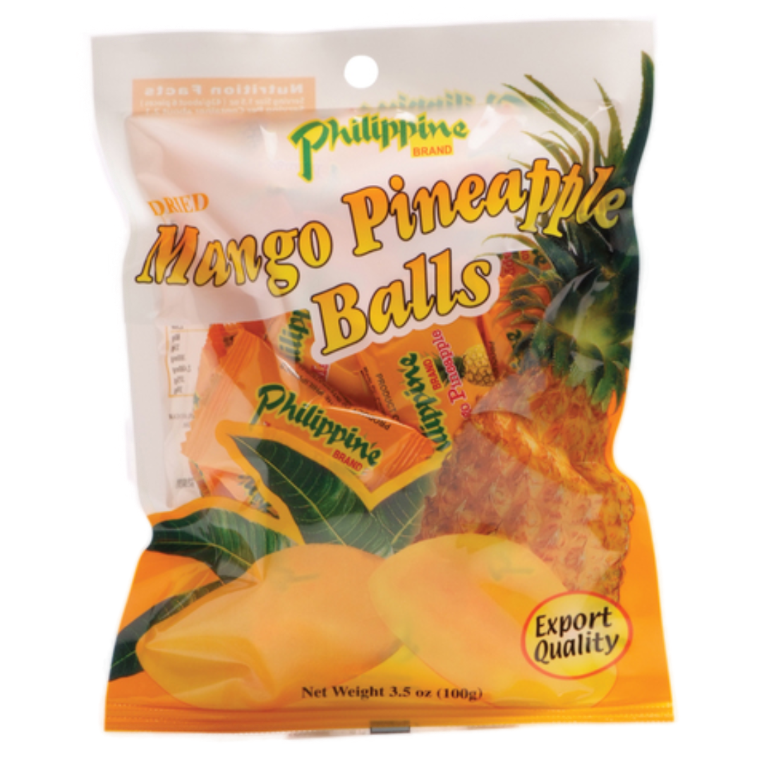 Dried Mango & Pineapple Balls PHILIPPINE BRAND, 100 g sachet