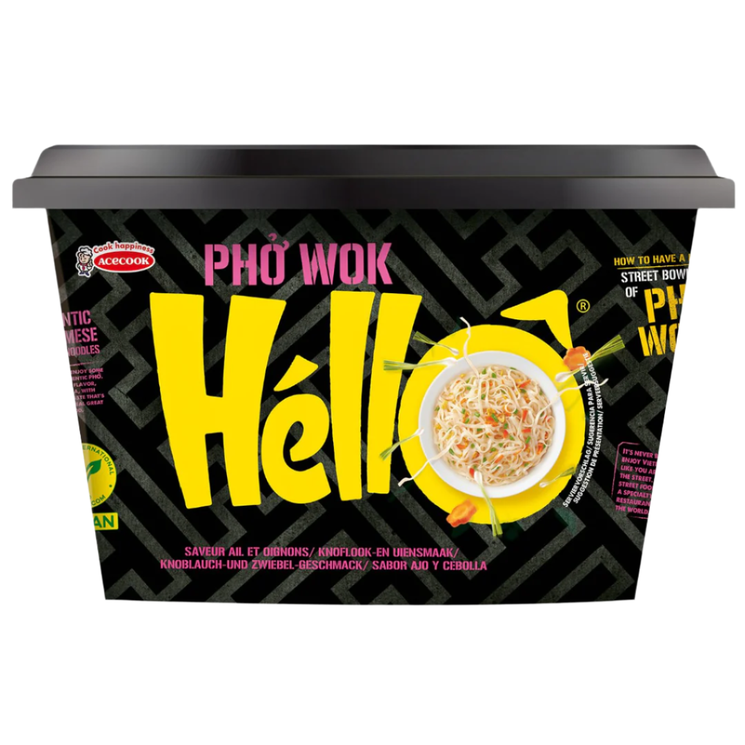 Greitai paruošiami Pho Wok makaronai su česnakais ir svogūnais Hello ACECOOK, 76 g