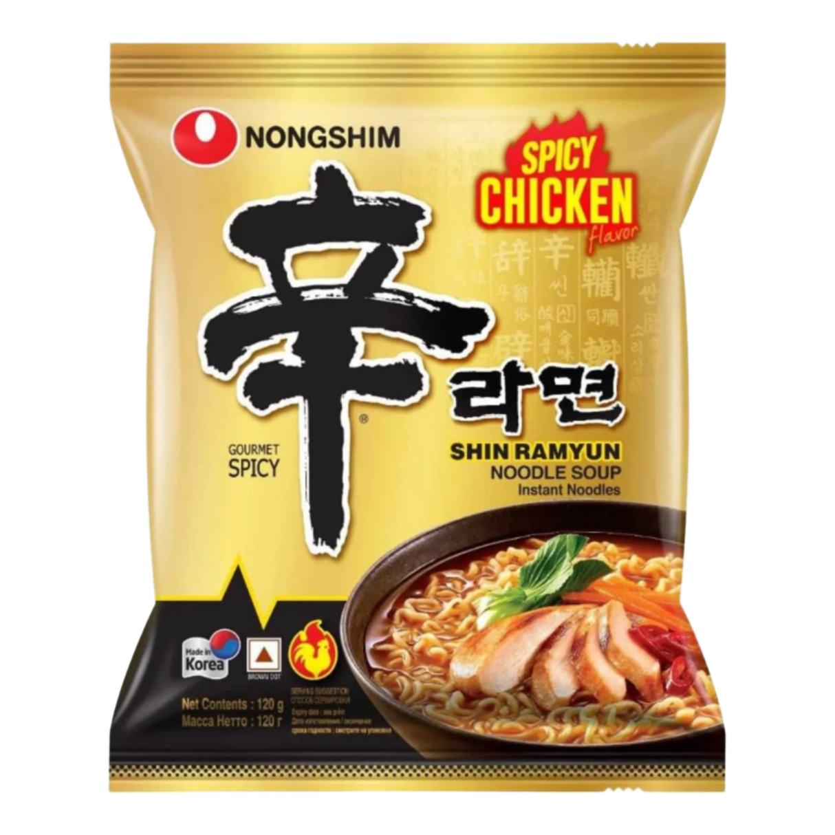 Aštrios vištienos skonio greitai paruošiami makaronai Shin Ramyun NONGSHIM, 120 g