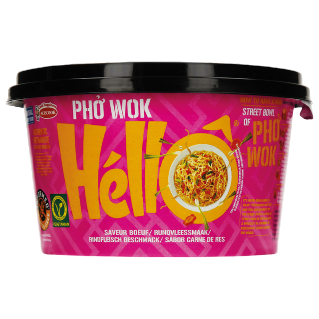 Instant Pho Wok Noodles Beef Hello ACECOOK, 76 g