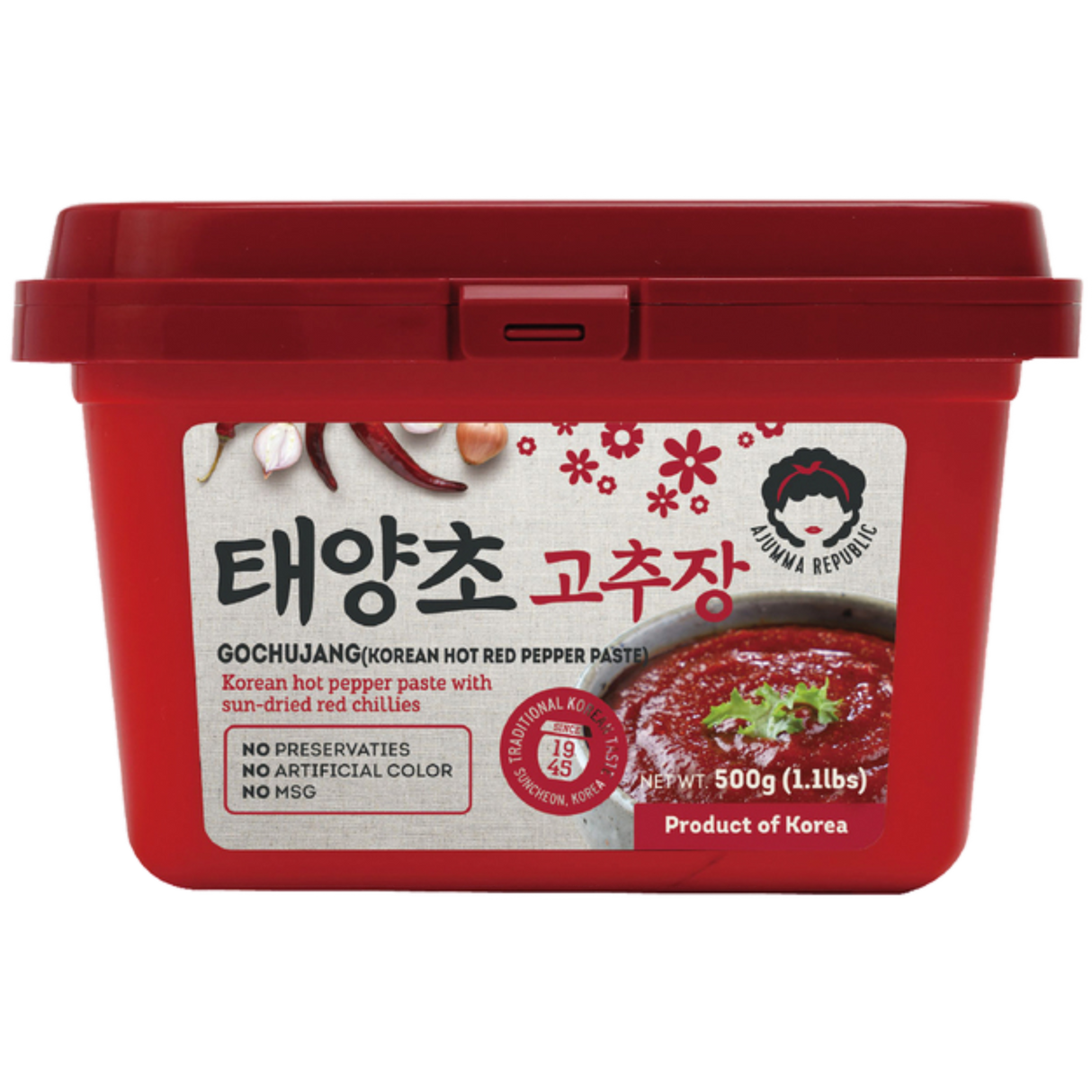 Korean Hot Pepper Paste (Gochujang) AJUMMA REPUBLIC, 500 g plastic container