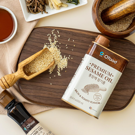 Aukščiausios kokybės sezamų aliejus O'FOOD, 160 ml