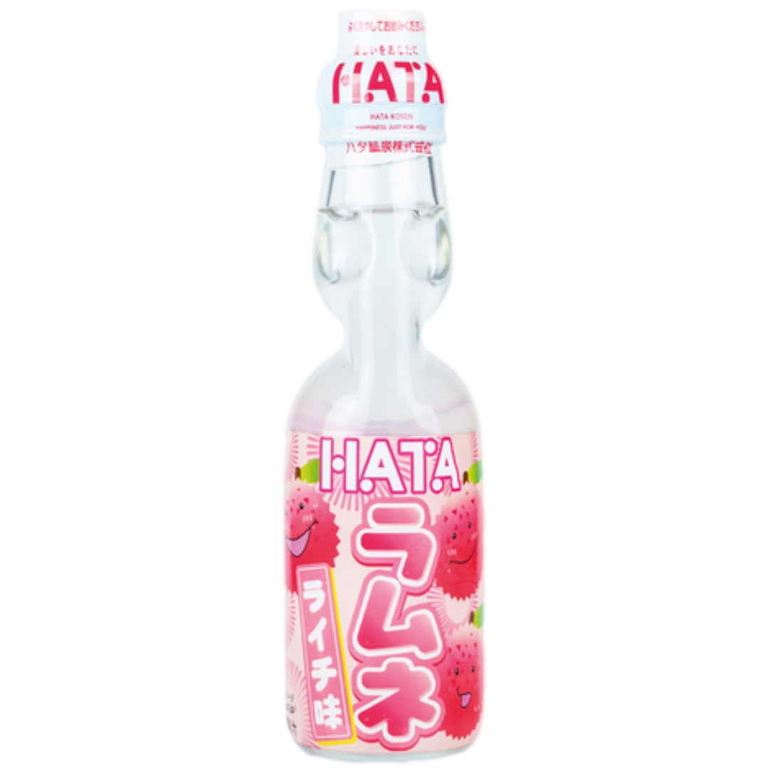 Ramune Lychee carbonated drink HATA KOSEN, 200 ml in a glass bottle