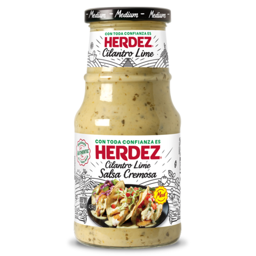 Kreminė salsa su kalendra ir laimu HERDEZ (Stikliniame inde), 434 g