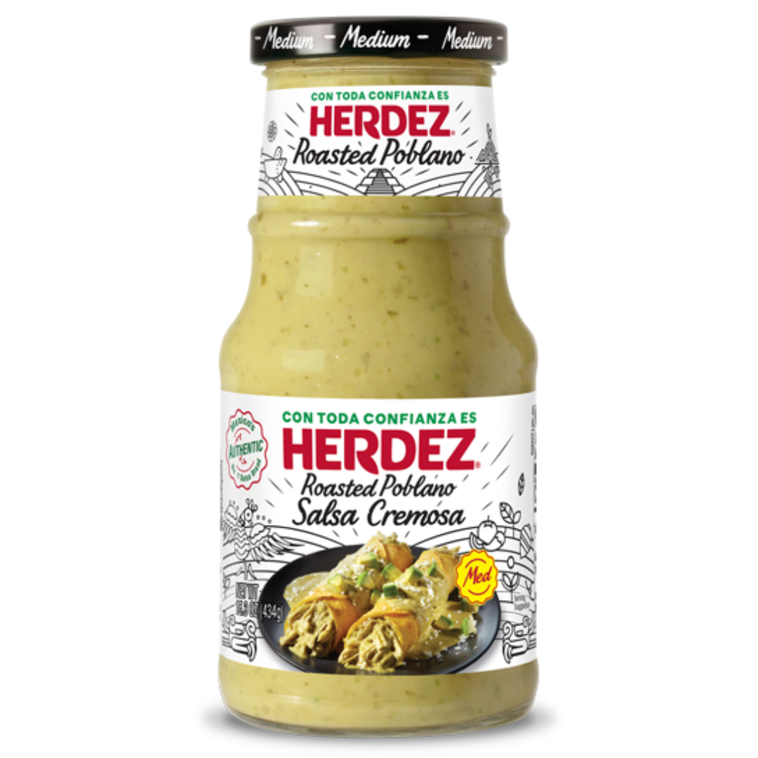 Kreminė skrudintų Poblano pipirų salsa HERDEZ (stikliniame inde), 434 g