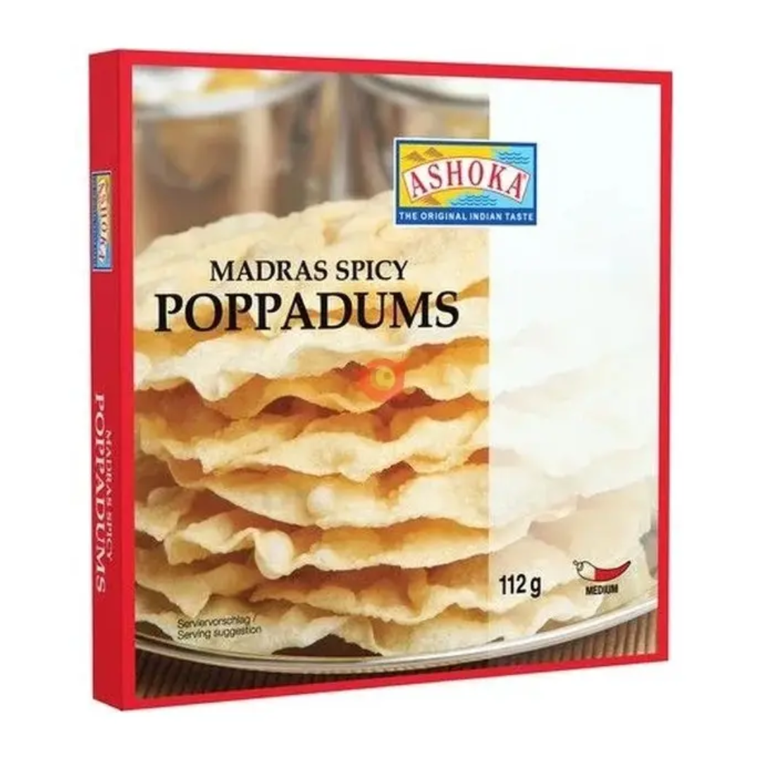 Spicy Madras Poppadoms ASHOKA, 112g