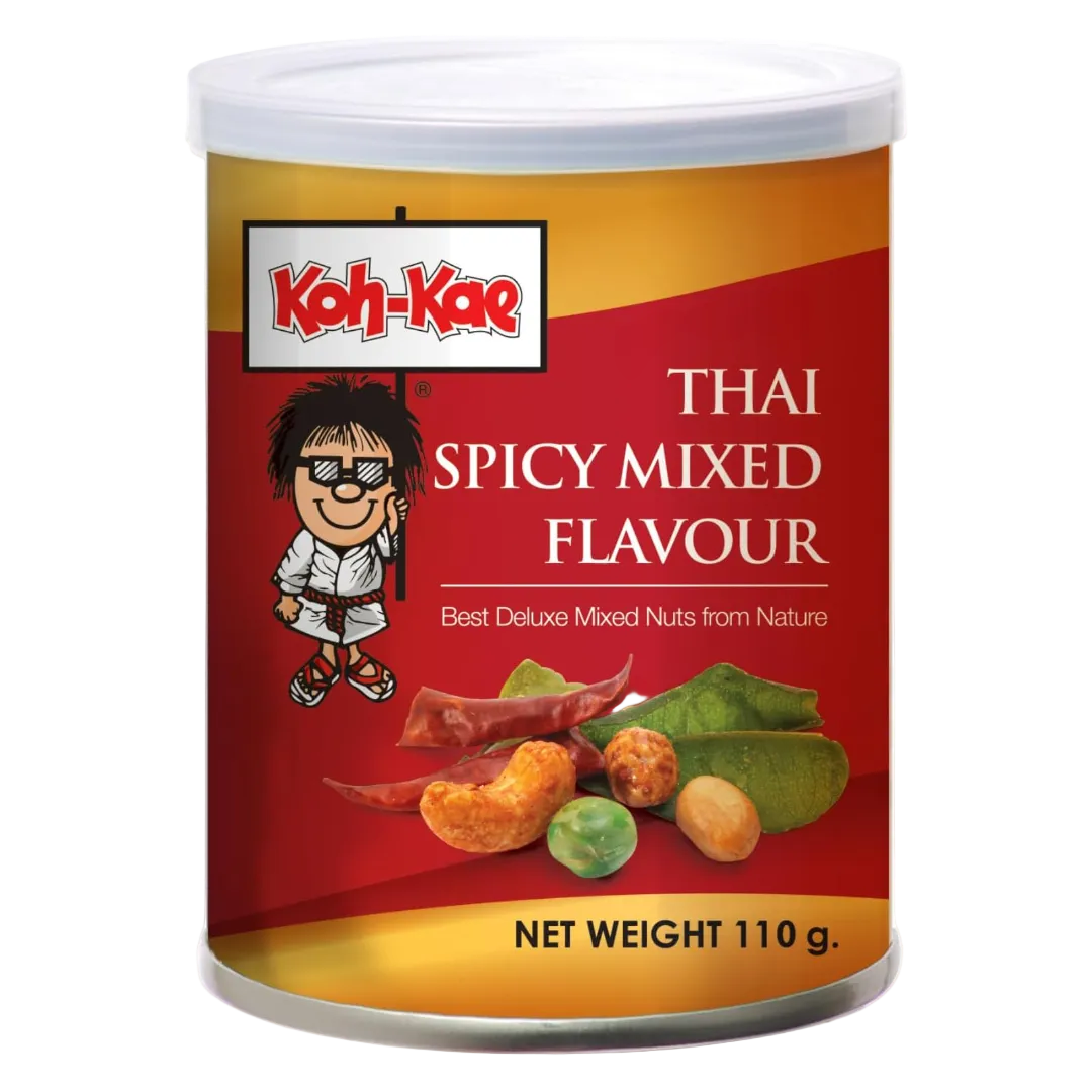Thai Spicy Mix Coated Peanuts KOH-KAE, 110 g in a can