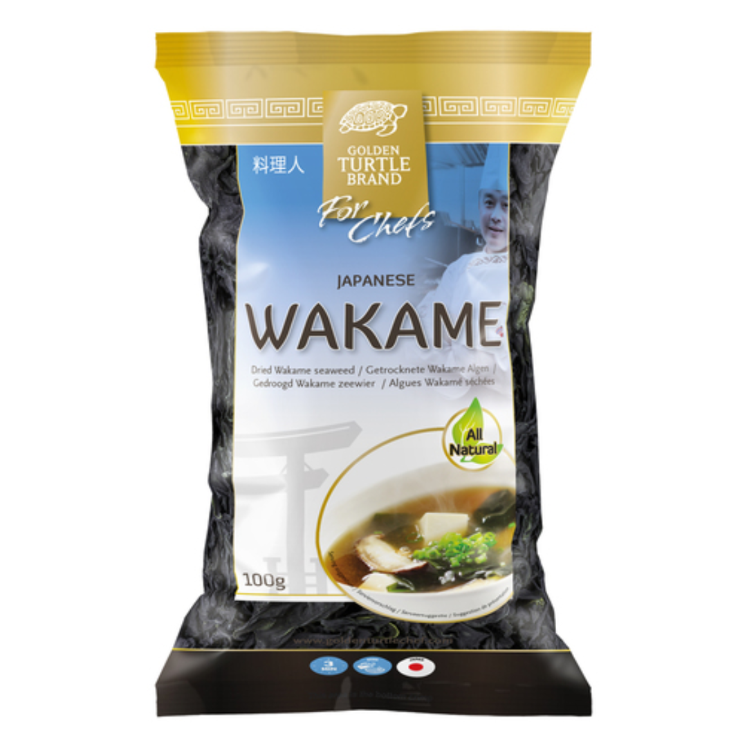 Wakame džiovinti natūralūs jūros dumbliai GOLDEN TURTLE, 100 g