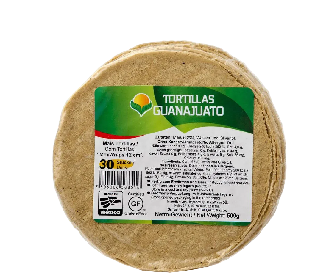 Yellow Corn Tortillas GUANAJUATO, 12 cm x 20 pcs, 500 g