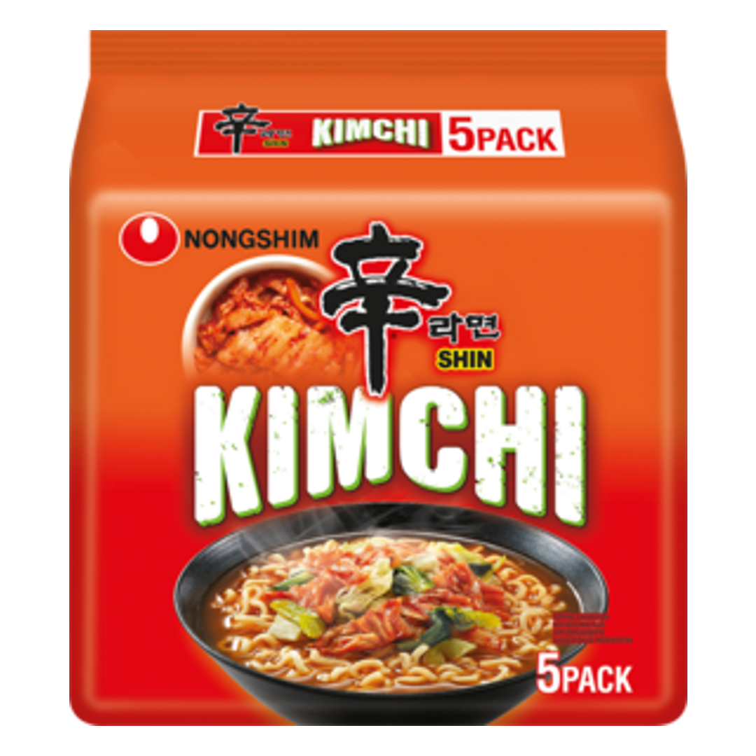 Greitai paruošiami makaronai su TIKRU kimchi NONGSHIM, 5 pak., 600 g