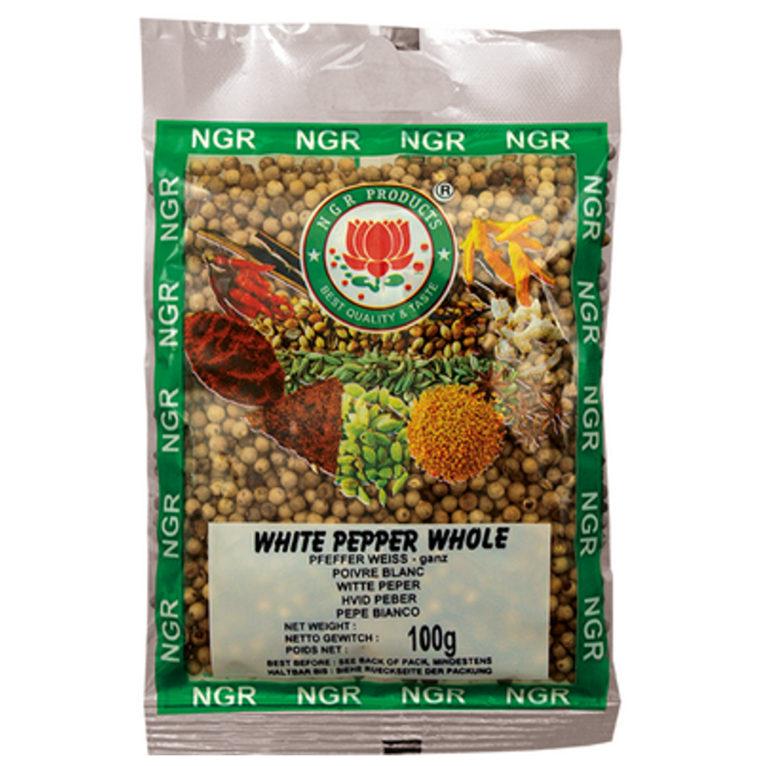 Pepper, white, whole NGR India, 100 g YOUMAME