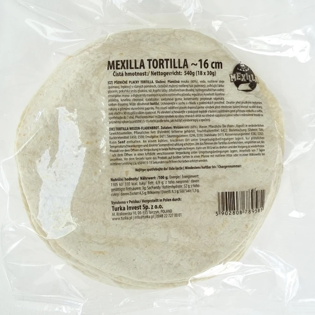Wheat Flour Tortilla (Wrap) MEXILLA, 18 pcs, 16 cm, 540 g YOUMAME