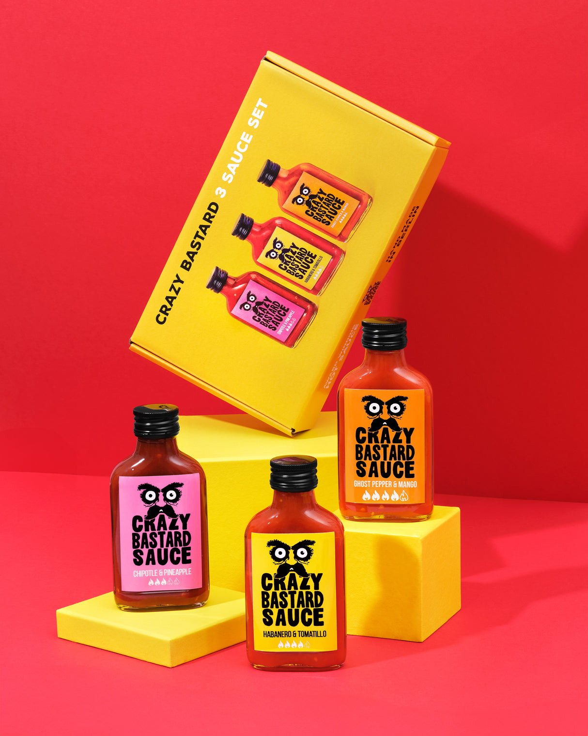 3 aštriausių padažų rinkinys dovanų dėžutėje CRAZY BASTARD, 3 x 100 ml