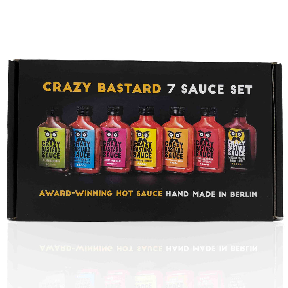 
                
                    Load image into Gallery viewer, 7 Sauce Set in Gift Box CRAZY BASTARD, 7 x 100 ml
                
            