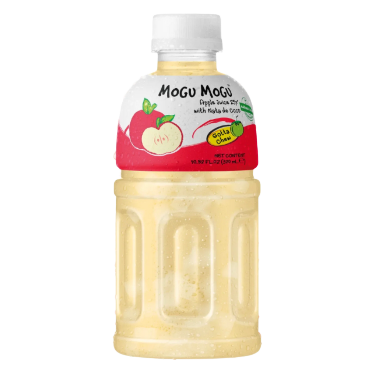 Apple flavor soft drink with nata de coco MOGU MOGU, 320 ml