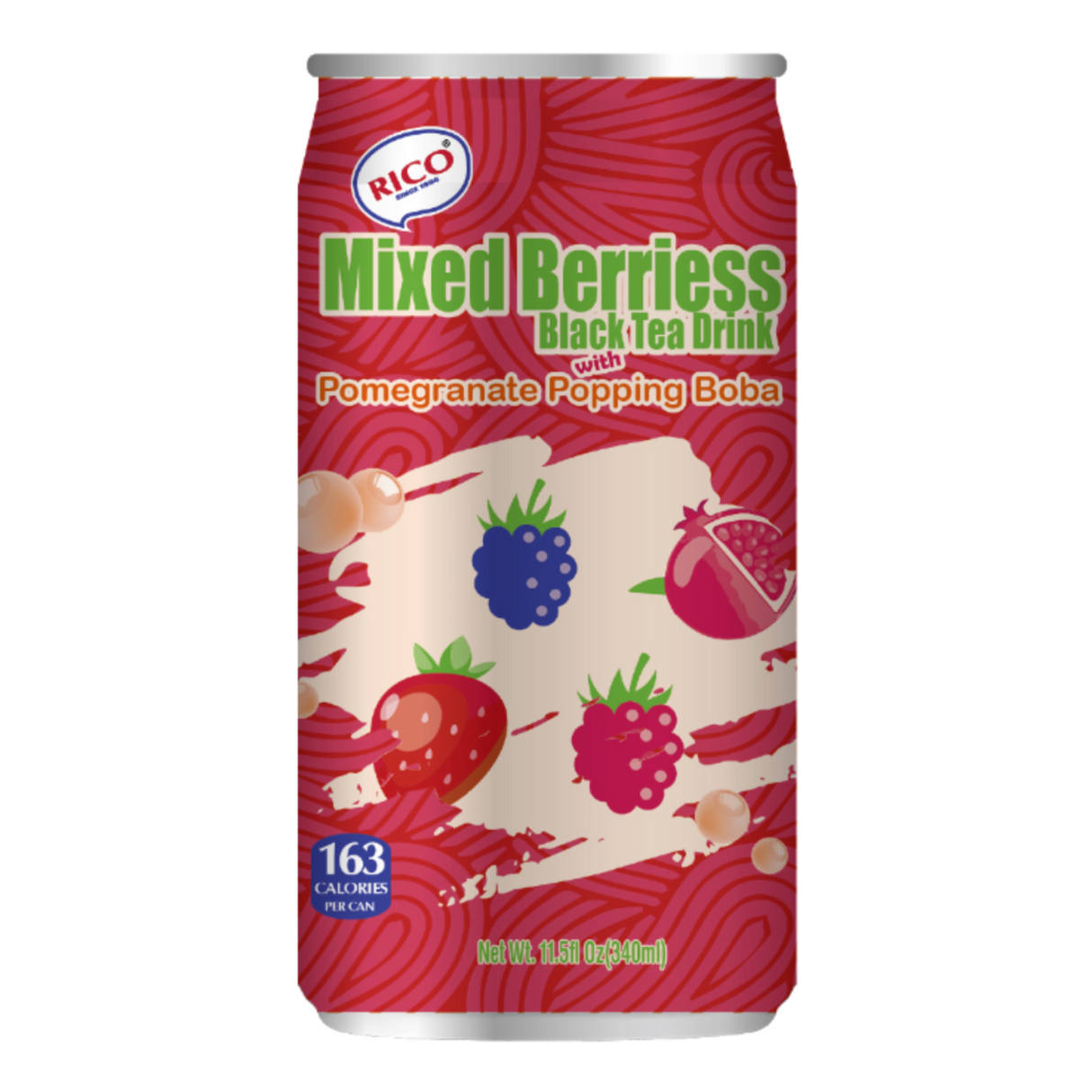 Black Bubble Tea with Mixed Berries RICO, 340 ml