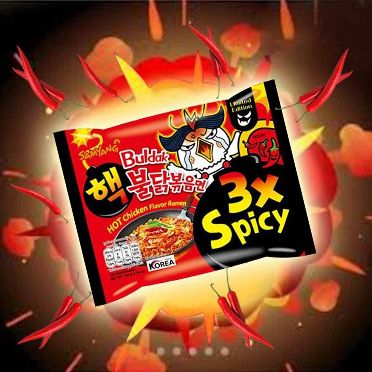 Buldak 3x ypač aštrios vištienos skonio ramen makaronai SAMYANG, 140 g