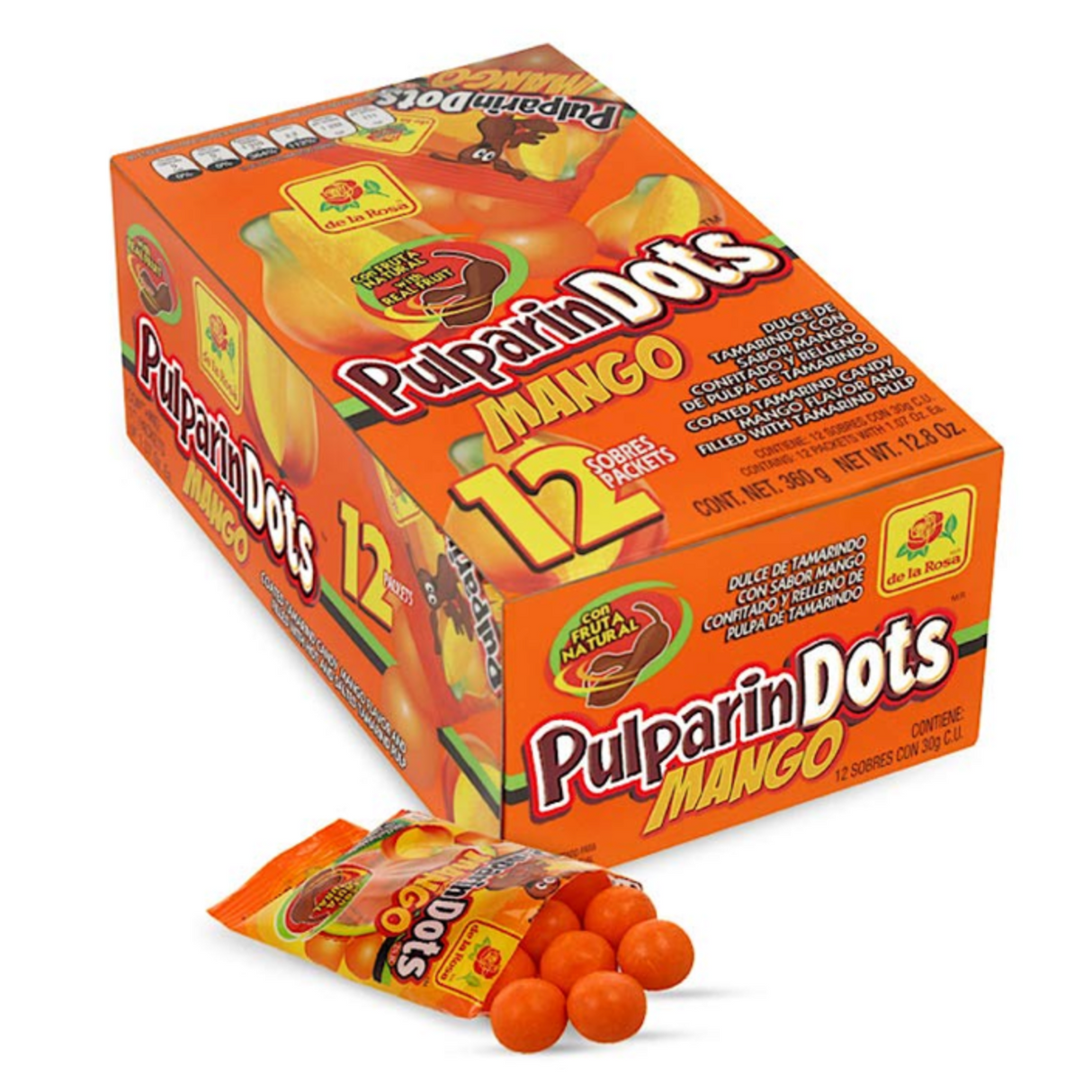 Saldainiai Pulparindots Mango DE LA ROSA, 12 x 30 g