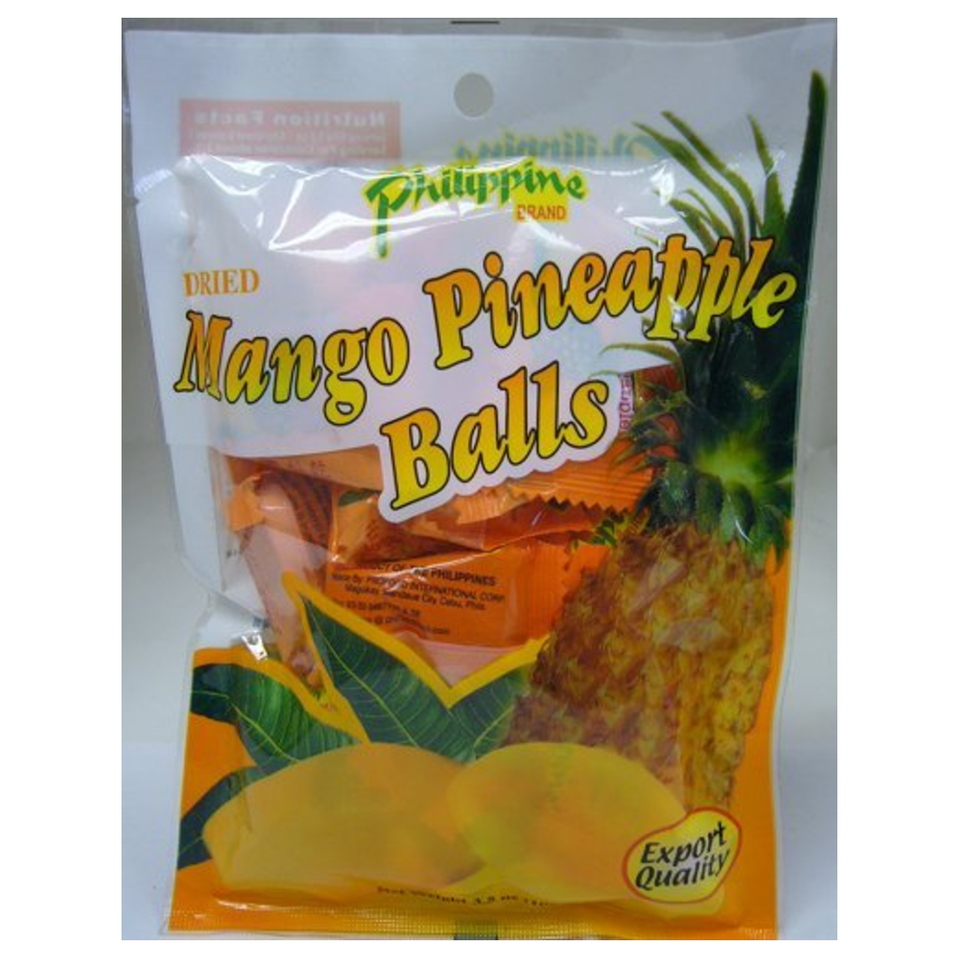 Džiovintų mangų ir ananasų rutuliukai PHILIPPINE BRAND, 100 g