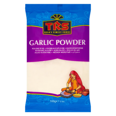 TRS Garlic Powder packaging with a woman cooking on the label