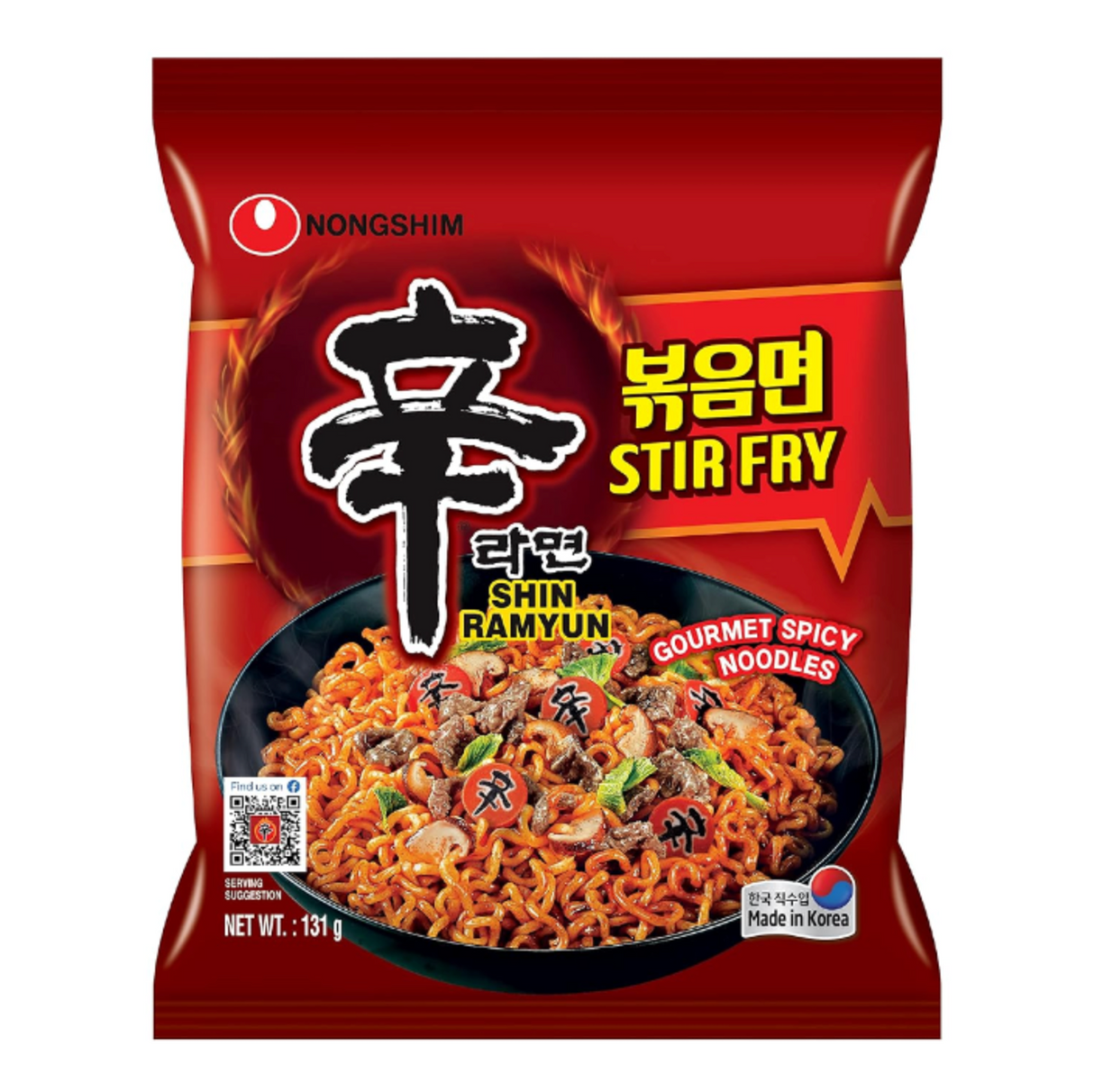 Gurmaniški aštrūs greitai paruošiami makaronai Shin Ramyun Red Stir Fry NONGSHIM, 131 g