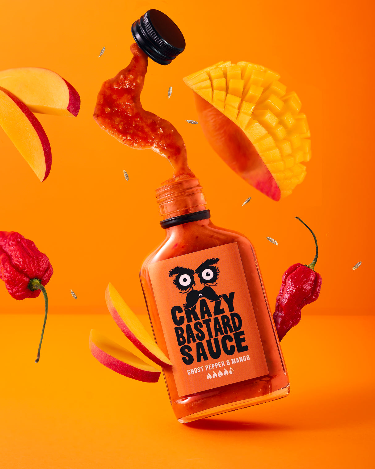 Hot Sauce Ghost Pepper & Mango CRAZY BASTARD, 100 ml