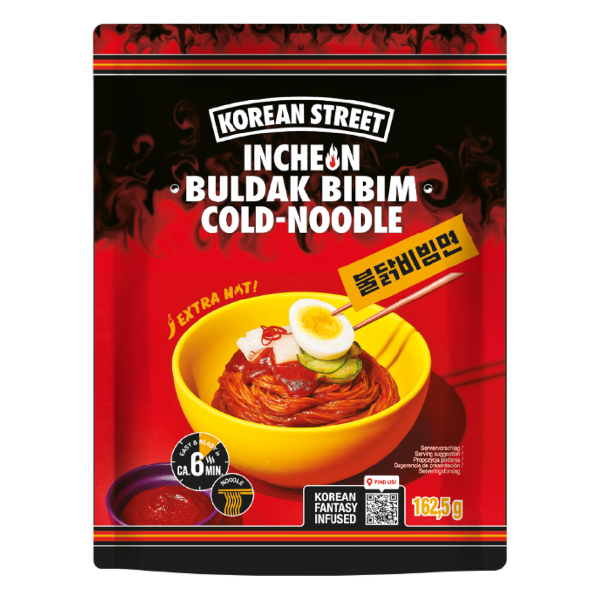 „Incheon Buldak Bibim“ greitai paruošiami makaronai KOREAN STREET, 162 g