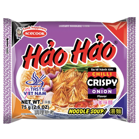 Instant Noodles Chilli Crispy Onion Flavour Hao Hao ACECOOK, 75 g in a sachet