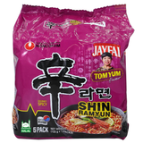 Instant Noodles Shin Ramyun Tom Yum (Family Pack) NONGSHIM, 5 x 123 g