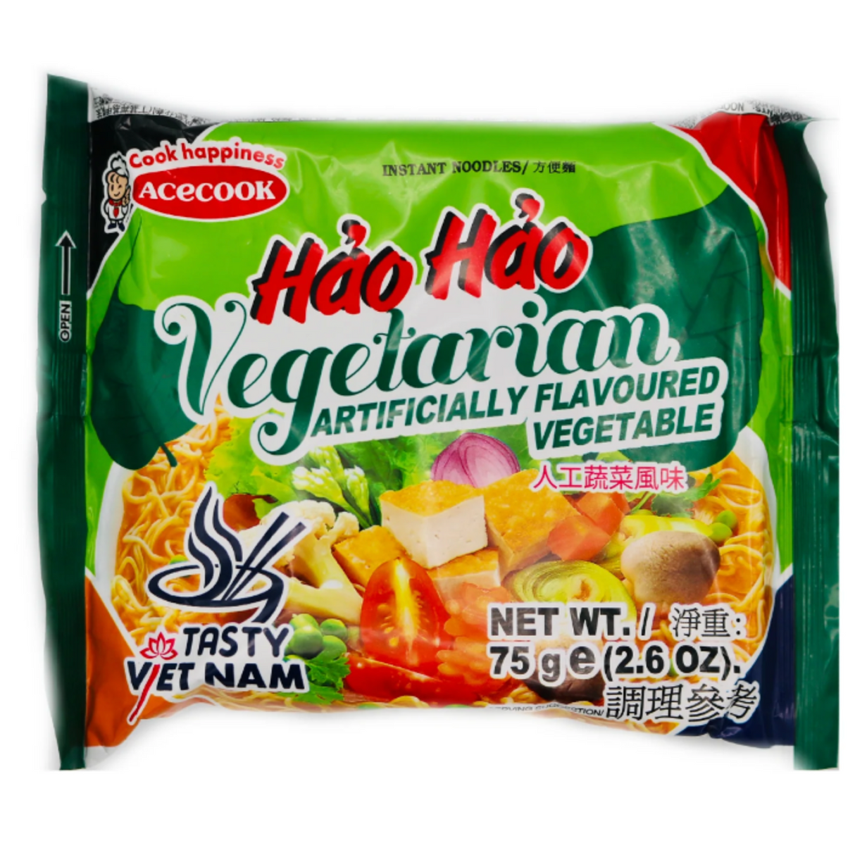 Greitai paruošiami vegetariški makaronai Hao Hao ACECOOK, 75g