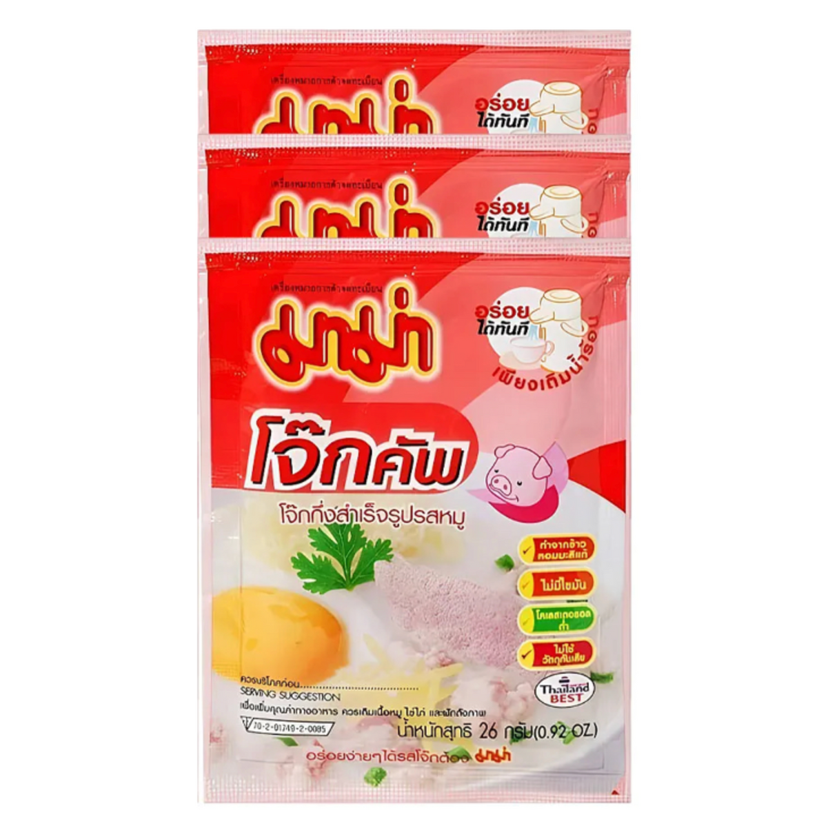 Instant Rice Porridge Pork Flavor MAMA, 3 x 26 g