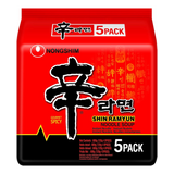 Greitai paruošiami makaronai Shin Ramyun (Šeimos pakuotė) NONGSHIM, 5 x 120 g