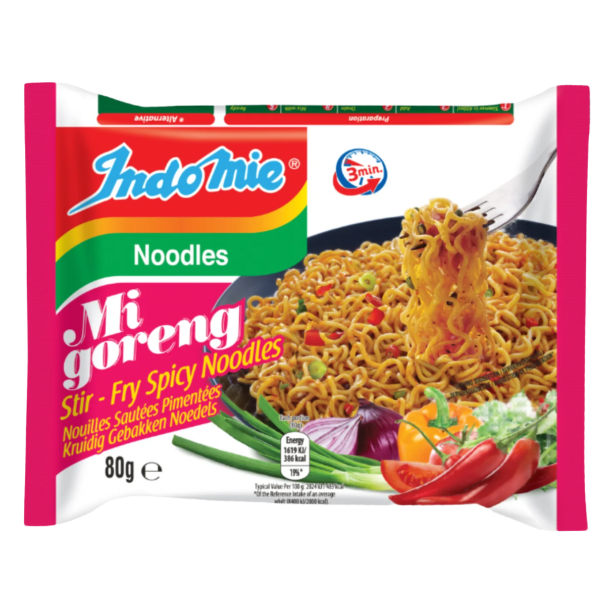 Greitai paruošiami aštrūs makaronai Mi Goreng Spicy INDOMIE, 80 g