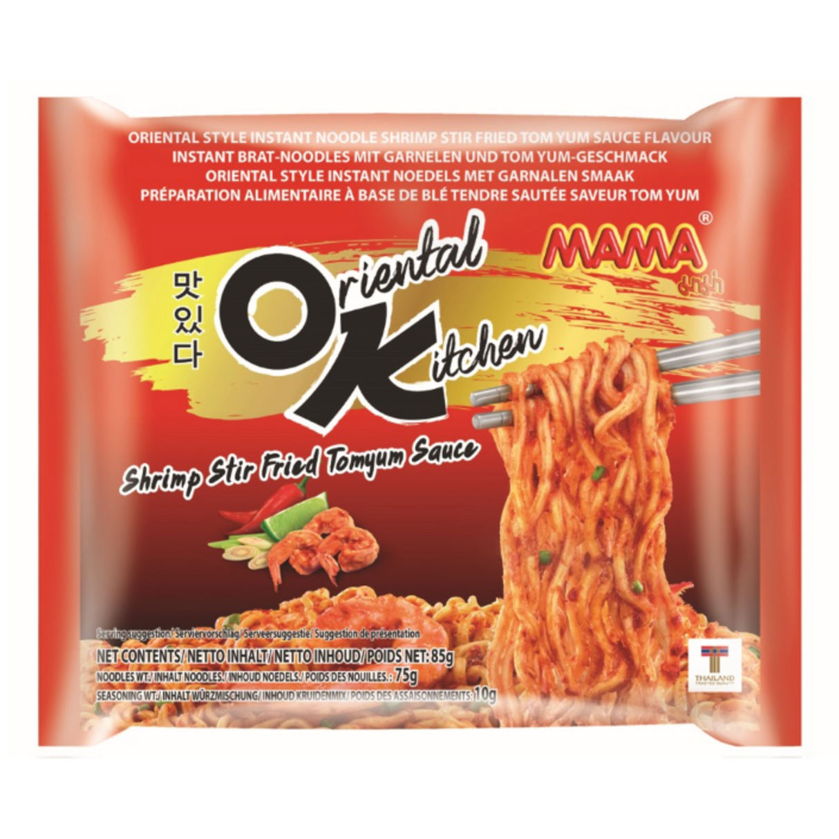 Greitai paruošiami makaronai keptų krevečių ir Tom Yum skonio, Oriental Kitchen MAMA, 85 g