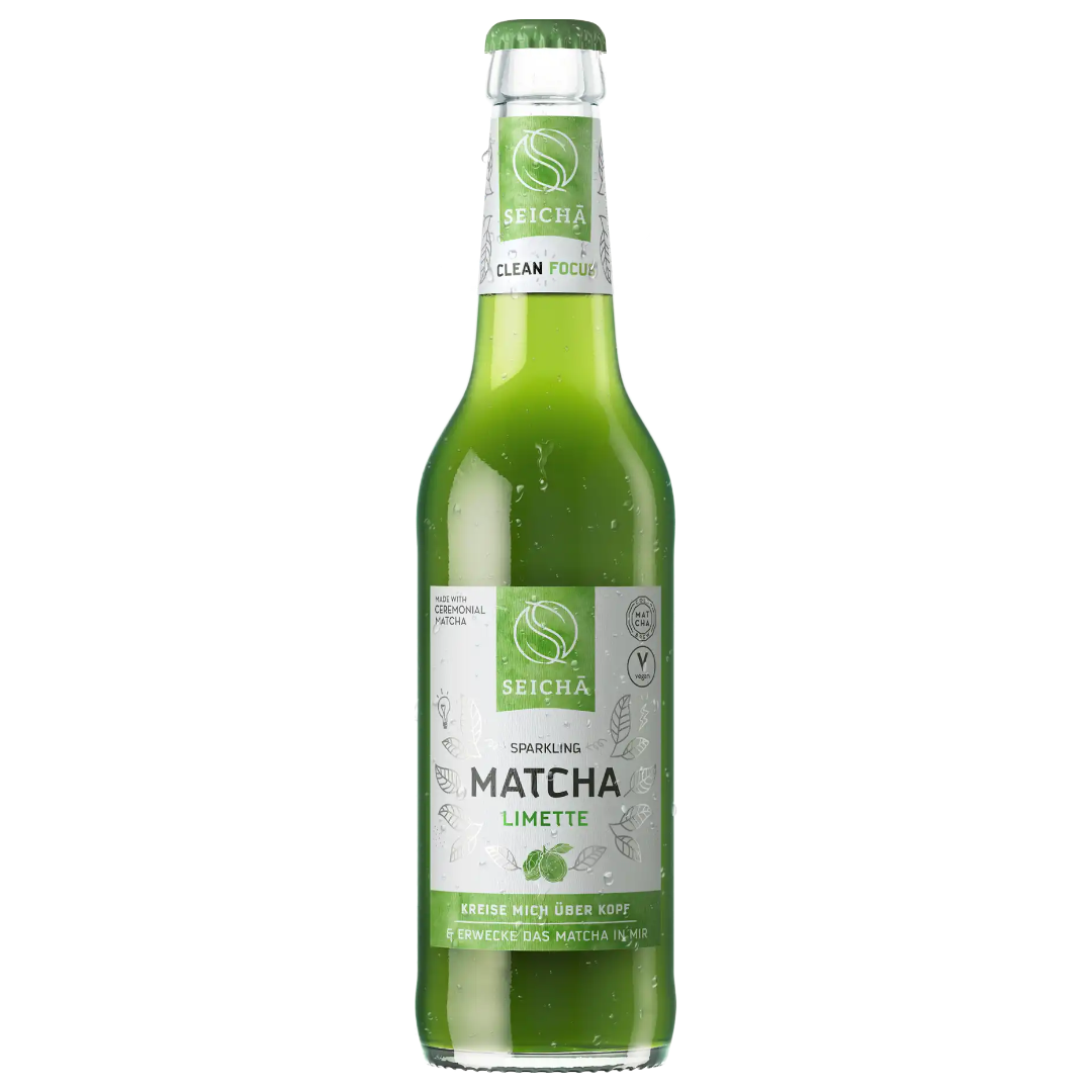 Matcha Limette Sparkling Drink SEICHA, 330 ml in a glass bottle