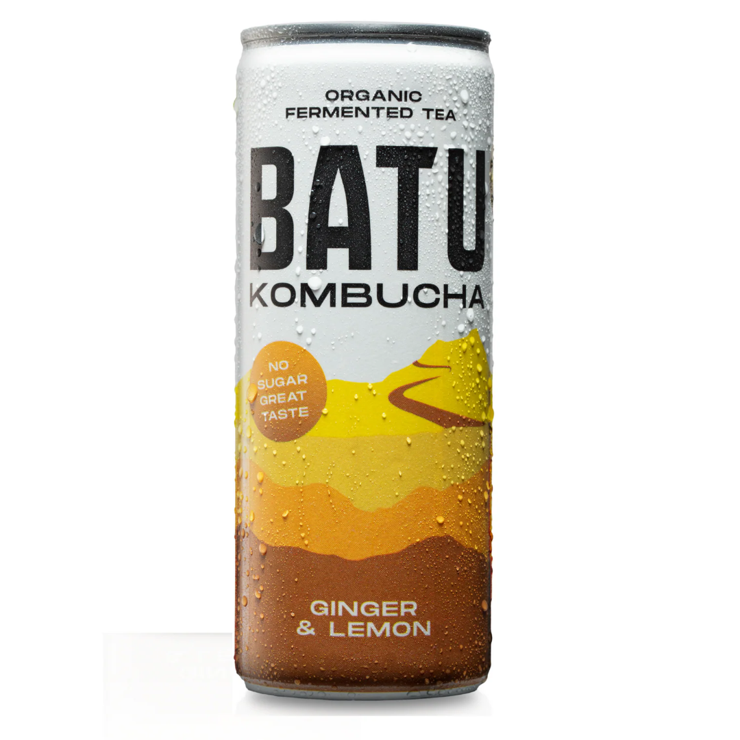 Ekologiškas imbiero ir citrinos kombuchos gėrimas BATU, 250 ml