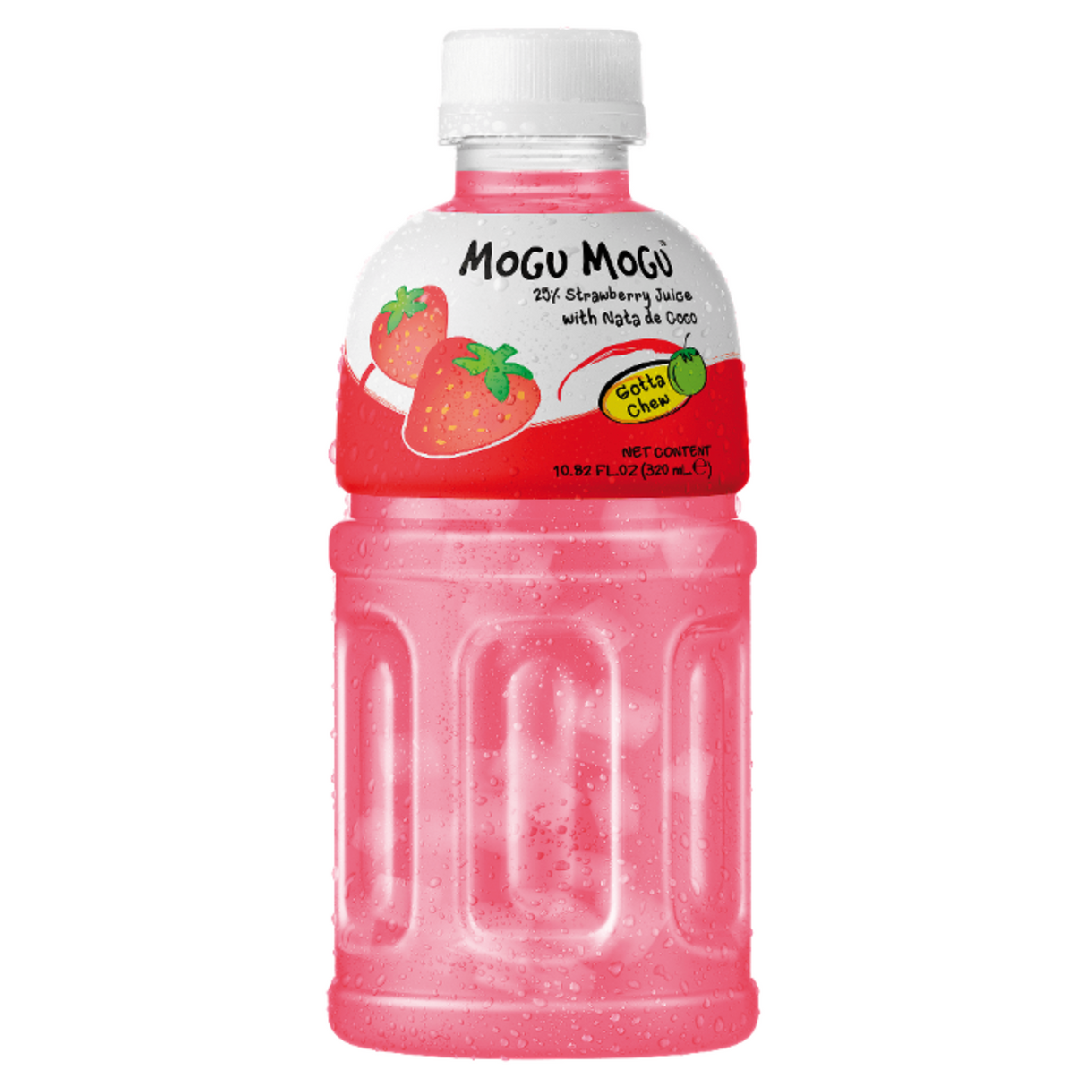 Strawberry flavor soft drink with nata de coco MOGU MOGU, 320 ml