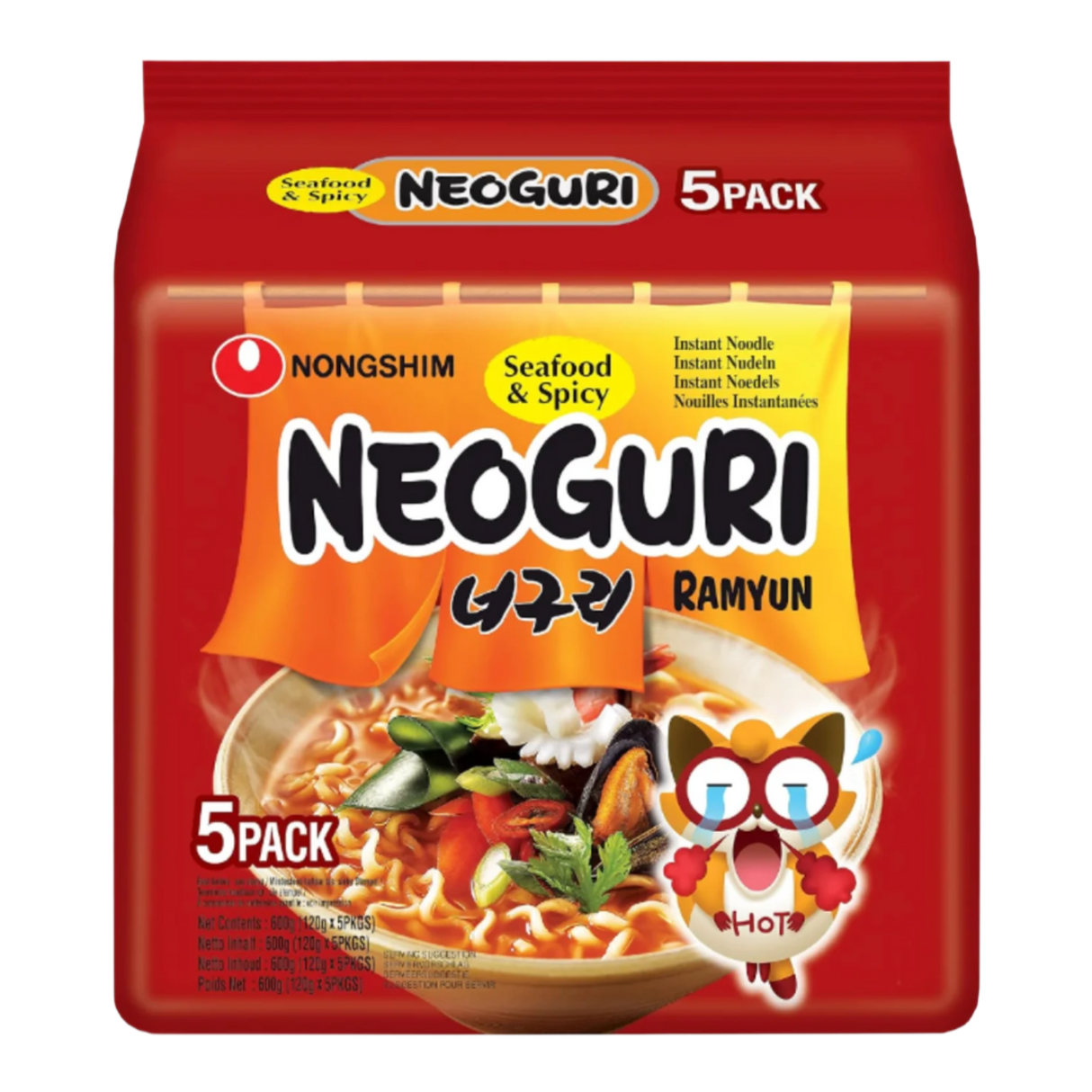 Instant Noodles Neoguri Seafood & Spicy NONGSHIM, 5 pack, 600 g