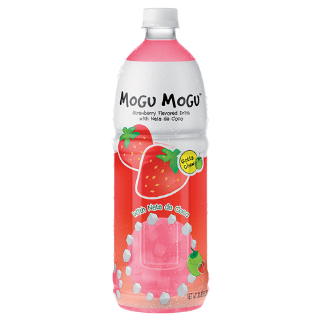 Braškių skonio gaivusis gėrimas su kokosų žele MOGU MOGU, 1000 ml