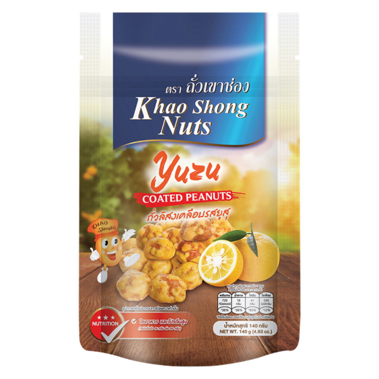 Žemės riešutai, padengti yuzu KHAO SHONG, 140 g