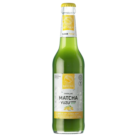Matcha Yuzu Ginger Mint Sparkling Drink SEICHA, 330 ml in a glass bottle