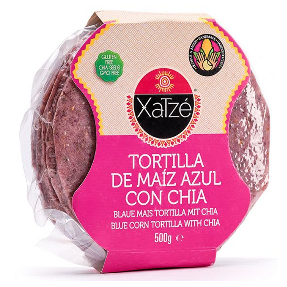 
                
                    Load image into Gallery viewer, Blue Corn Tortillas with Chia Seeds XATZE, 500 g ±12,5 cm
                
            