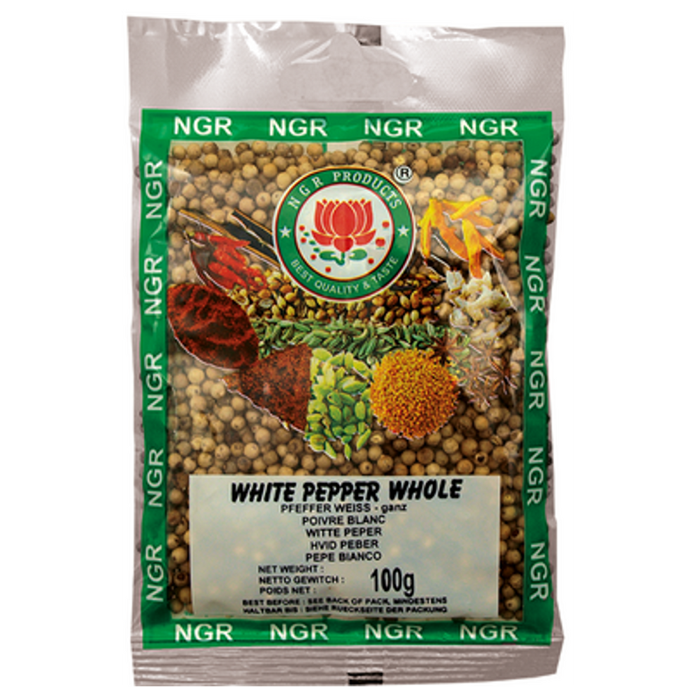 Pepper, white, whole NGR India, 100 g