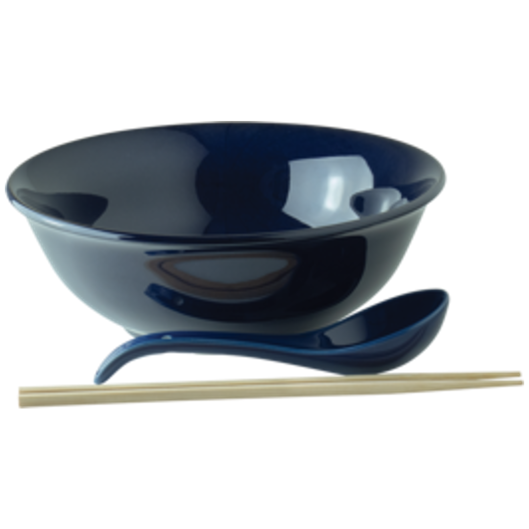 Ramen Soup Bowl with Spoon (Porcelain) and Chopsticks ASIAN HAPPY KITCHEN