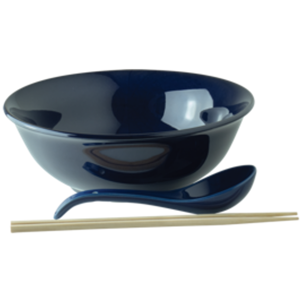 Ramen Soup Bowl with Spoon (Porcelain) and Chopsticks ASIAN HAPPY KITCHEN