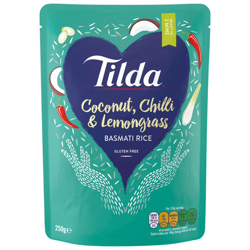 
                
                    Load image into Gallery viewer, Steamed Basmati Rice with Coconut, Chilli &amp;amp; Lemongrass TILDA, 250 g
                
            